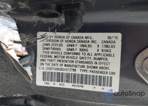 2016 Honda Civic Lx-P z USA, uszkodzony, nr VIN 2HGFC4B08GH312788